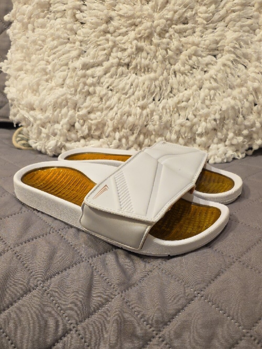 Copper Infused White Slide Sandals with Amber Footbed - Women - Picture 8 of 15